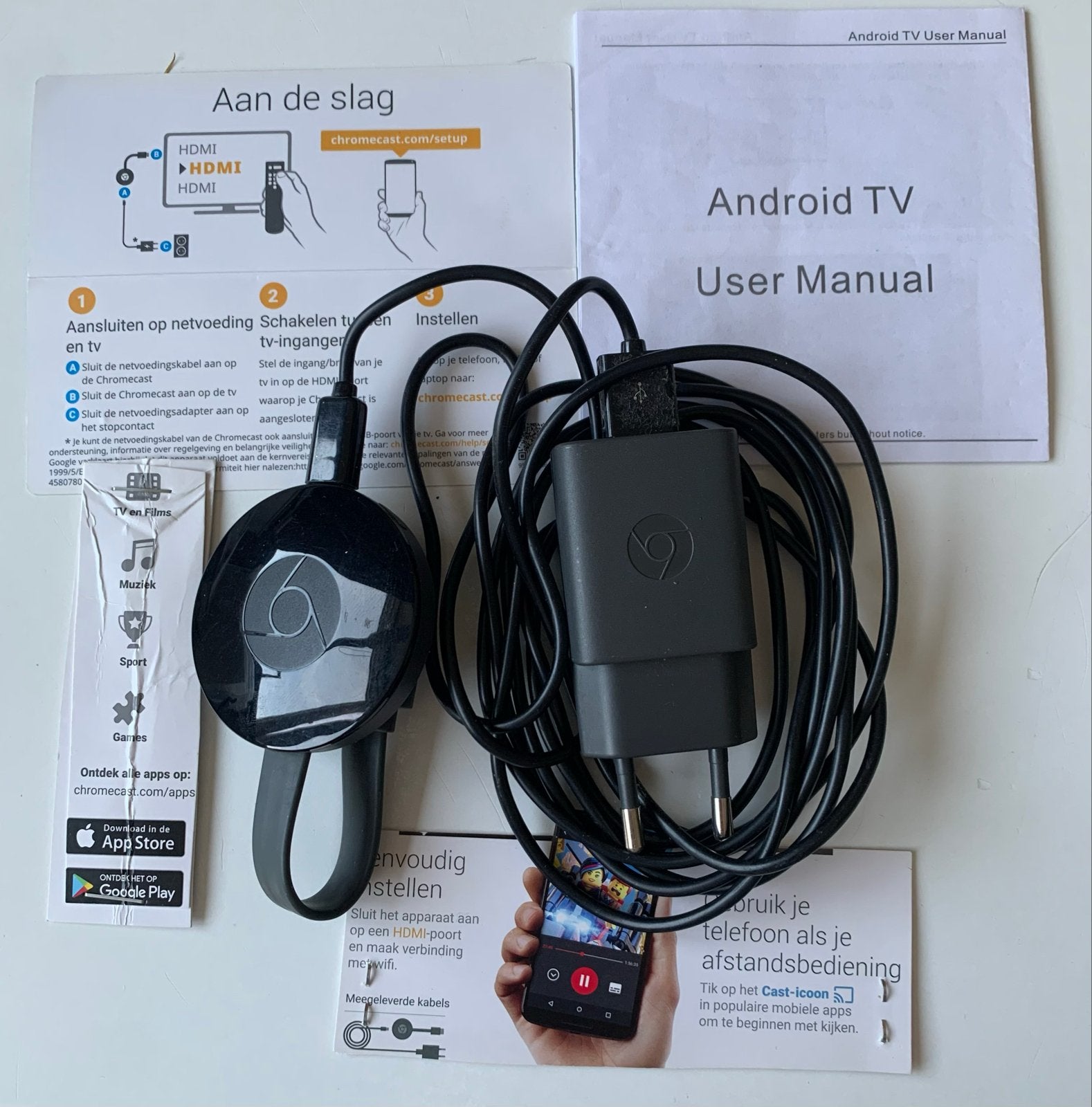 Google Chromecast met Android TV User Manual, Ophalen of Verzenden, Zo goed als nieuw, Overige merken, Smart TV