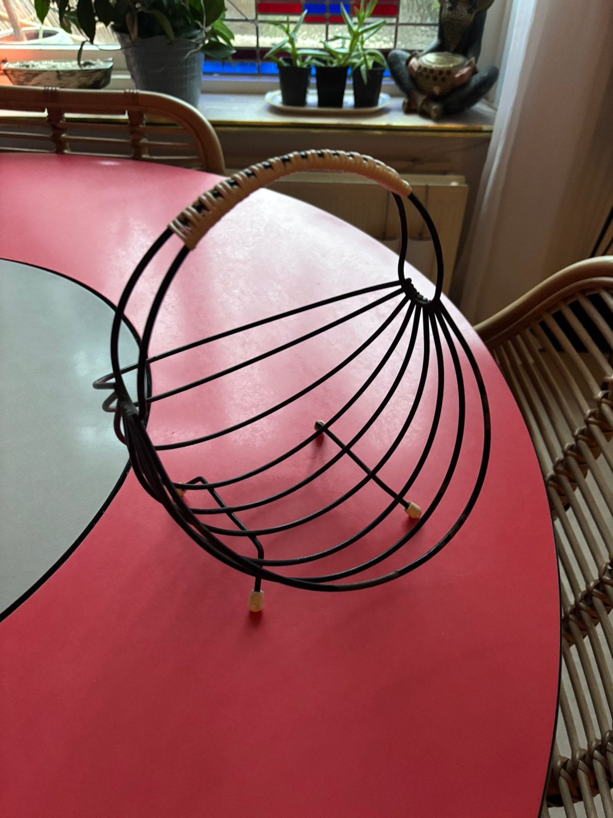Vintage brood-/fruitmand, metalen frame, retro jaren 50, Ophalen of Verzenden, Huis en Inrichting