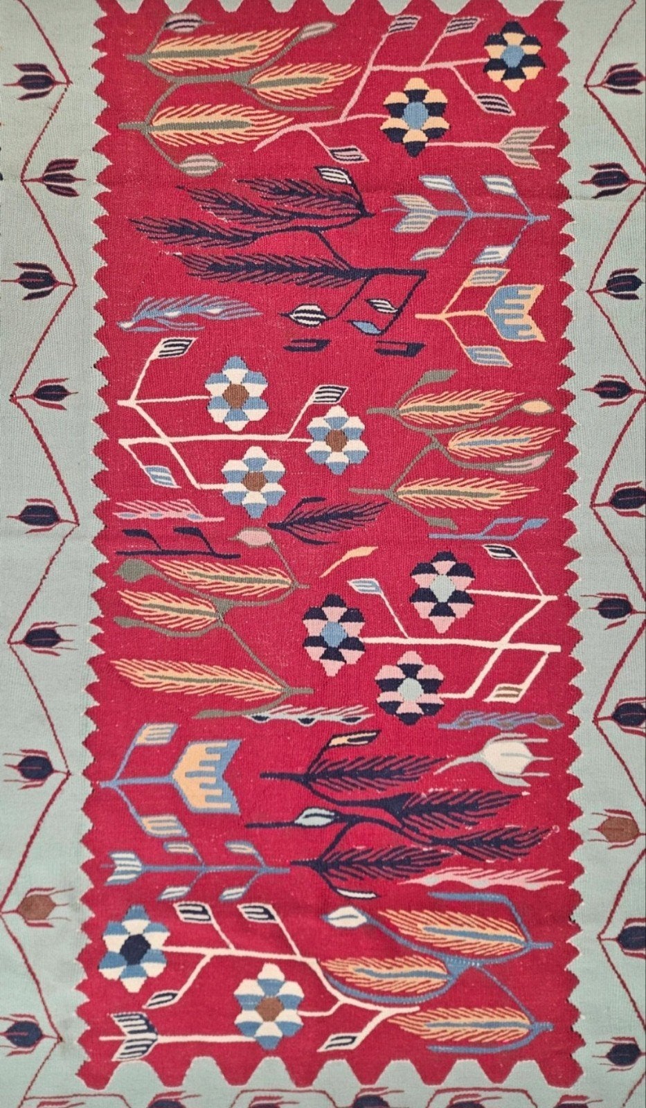 Handgeweven oosterse wollen vintage Kelim floral 107x170cm, Gebruikt, 100 tot 150 cm, Www.hypepopup.nl, Ophalen of Verzenden