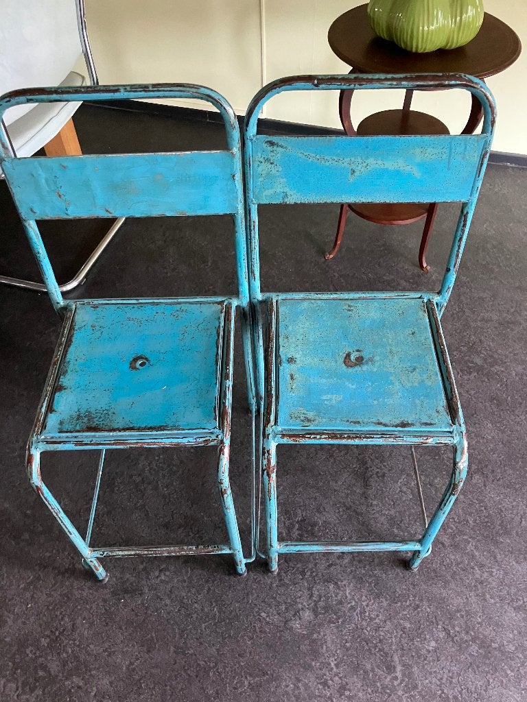 Eetkamer stoelen, Huis en Inrichting, Stoelen, Ophalen, Twee, Blauw, Zo goed als nieuw