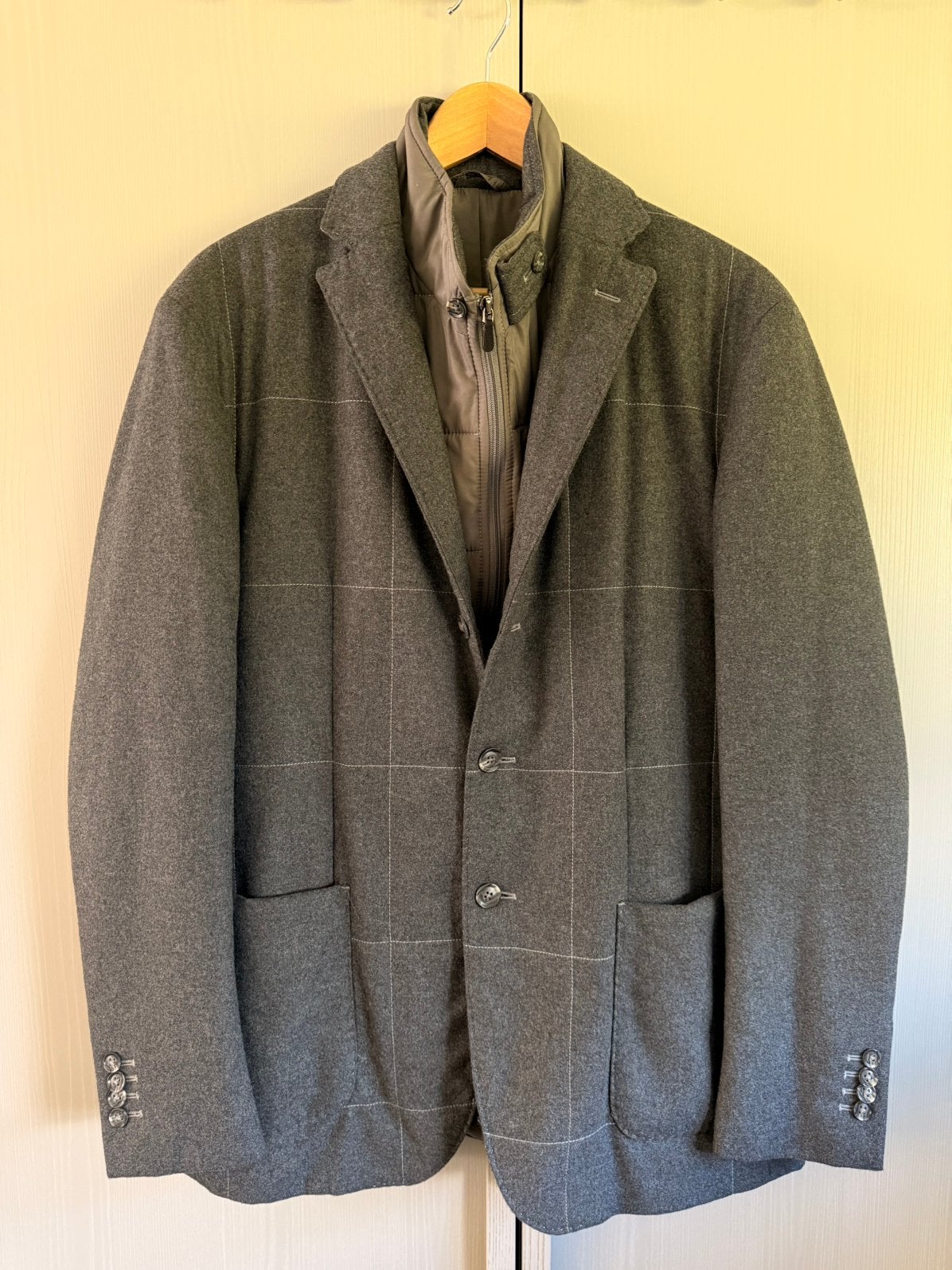 society shop light padded colbert jacket | 52, Ophalen, Zo goed als nieuw, Maat 52/54 (L), Grijs