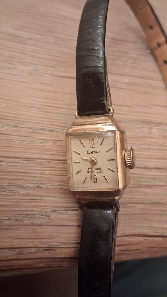 Dameshorloge -Cresta gold plate 17 rubis incabloc Vintage, Overige merken, Overige materialen, Polshorloge, Ophalen of Verzenden