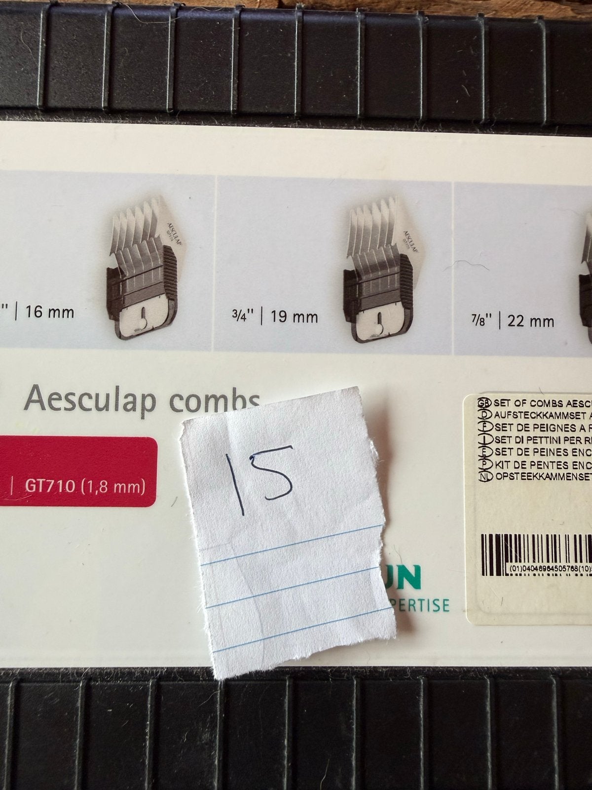 Aesculap opzetkammen set voor tondeuse GT170, Dieren en Toebehoren, Ophalen of Verzenden, Gebruikt