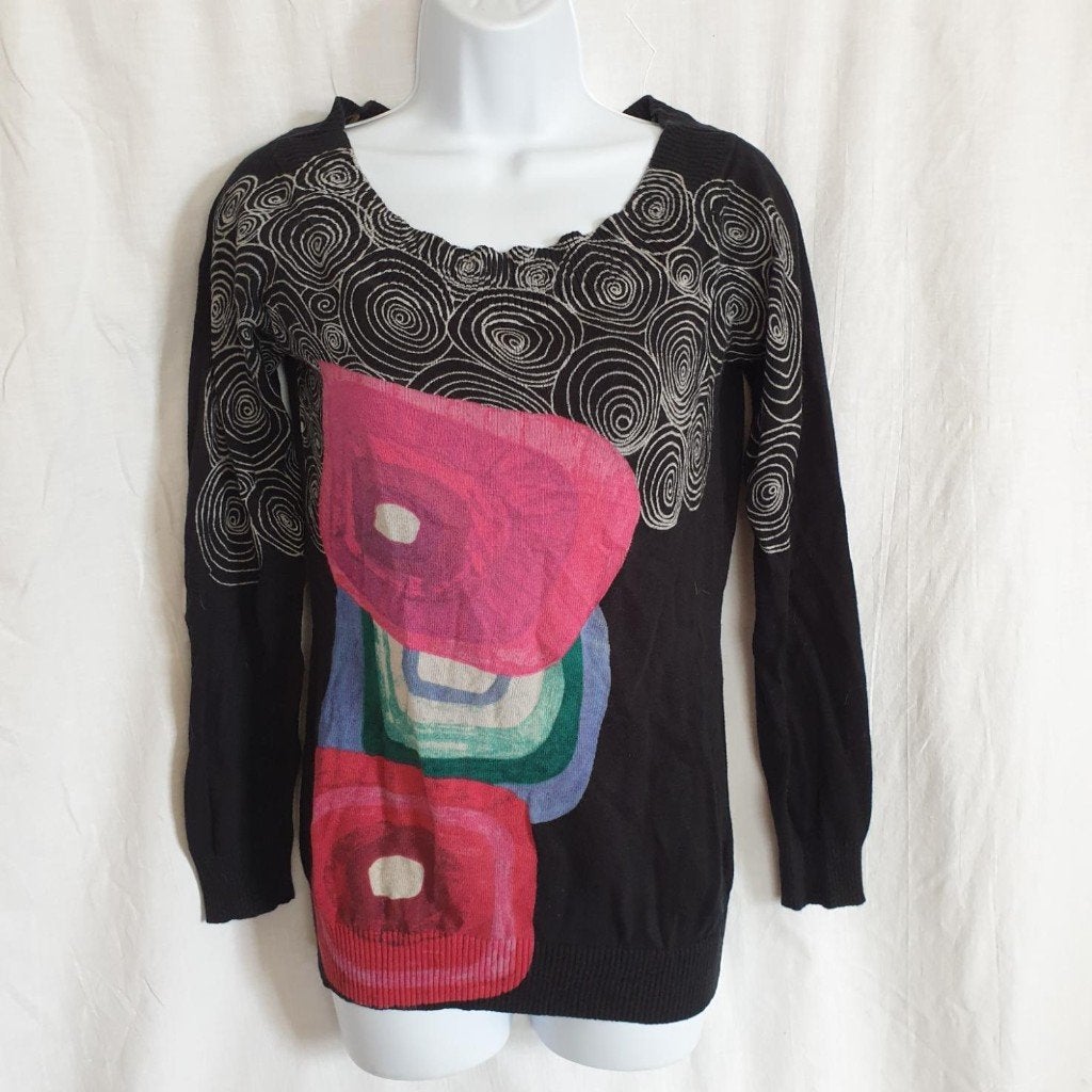 Gave trui, vrolijke kleuren. Mt M. Merk Desigual, Maat 38/40 (M), Overige kleuren, ., Ophalen of Verzenden