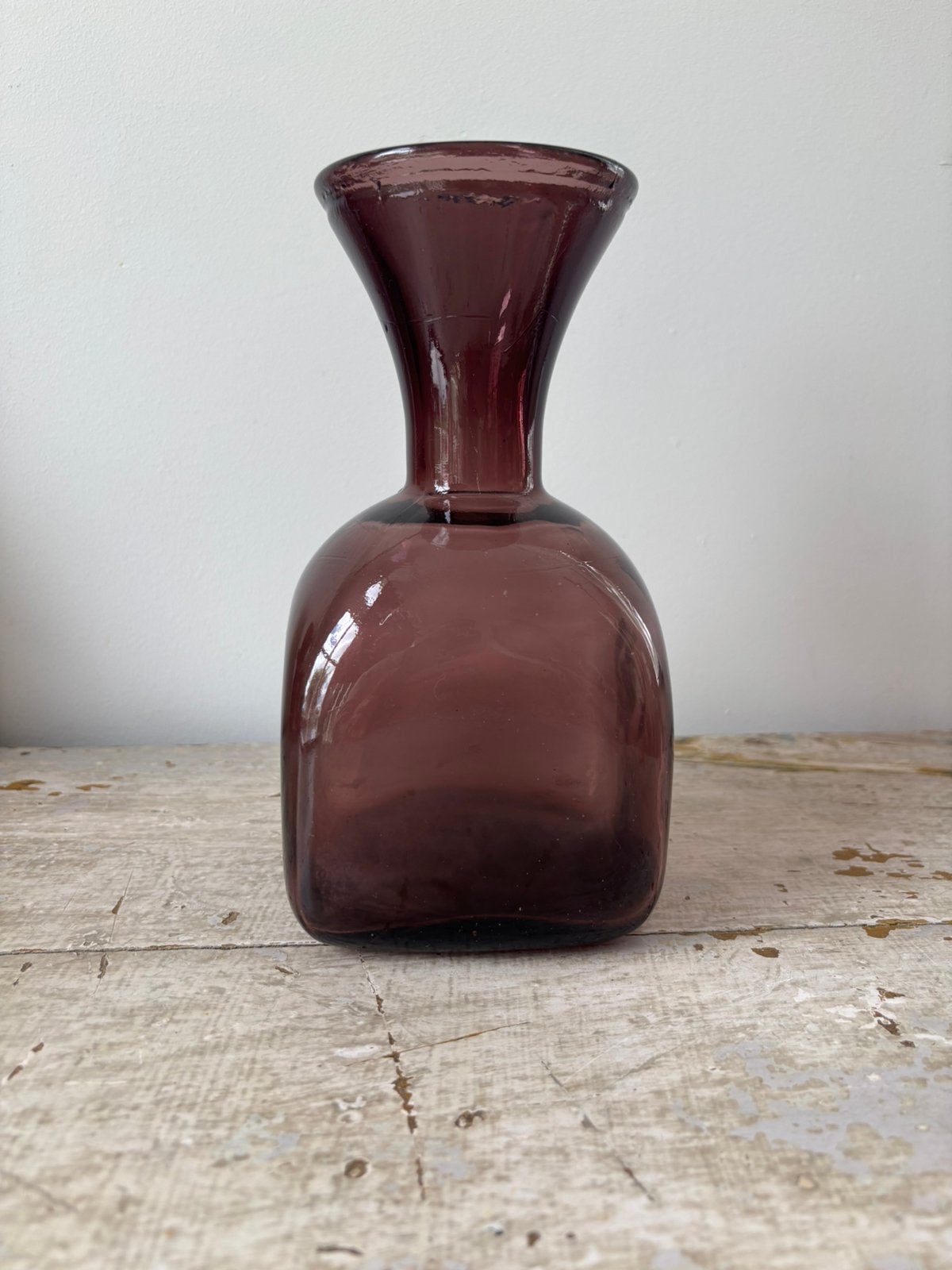 Vintage Empoli paarse glazen karaf, 1 liter, Italy, Ophalen of Verzenden