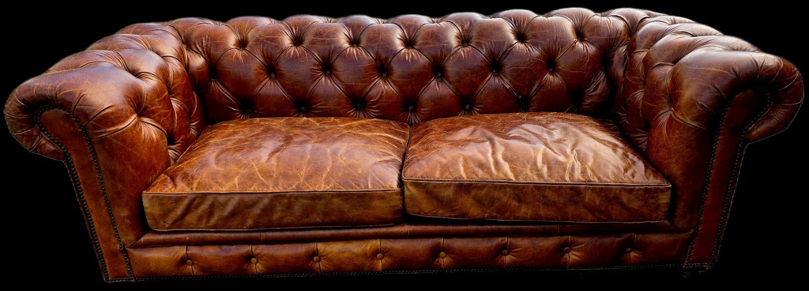 Leren Chesterfield bank sigaar bruin leer + BEZORGING GRATIS, Antiek en Kunst, Ophalen of Verzenden
