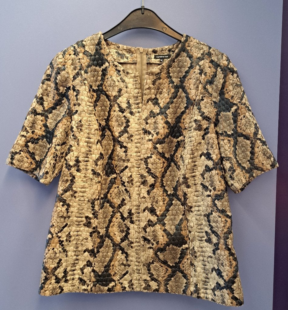 Caroline Biss structuur shirt in bruin tinten snake 38 50946, Maat 38/40 (M), Bruin, ., Ophalen of Verzenden