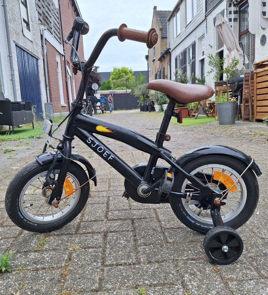 Stoer kinderfietsje met zijwieltjes, Ophalen, Zijwieltjes, Gebruikt, Velgrem