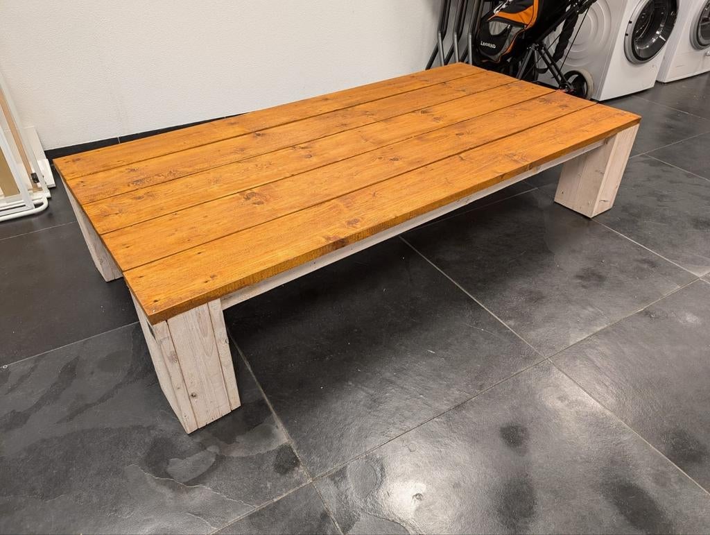 Steigerhouten salontafel - binnen/buiten - zo goed als nieuw, Huis en Inrichting, Tafels | Salontafels, Ophalen, 100 tot 150 cm