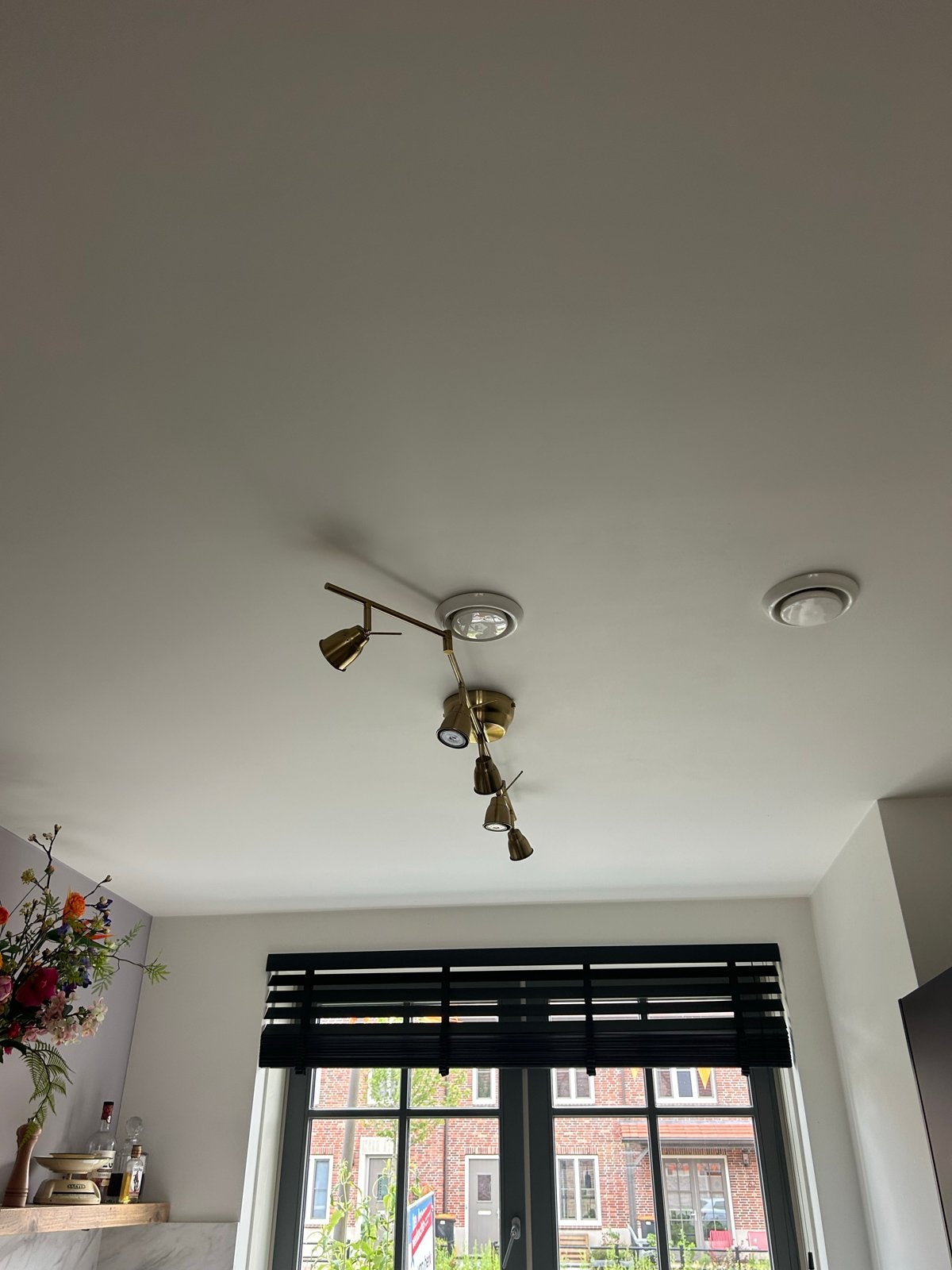 Ikea Moderne Plafondspot Goudkleurig met 5 Spots, Metaal of Aluminium, Ophalen of Verzenden, Zo goed als nieuw, Led