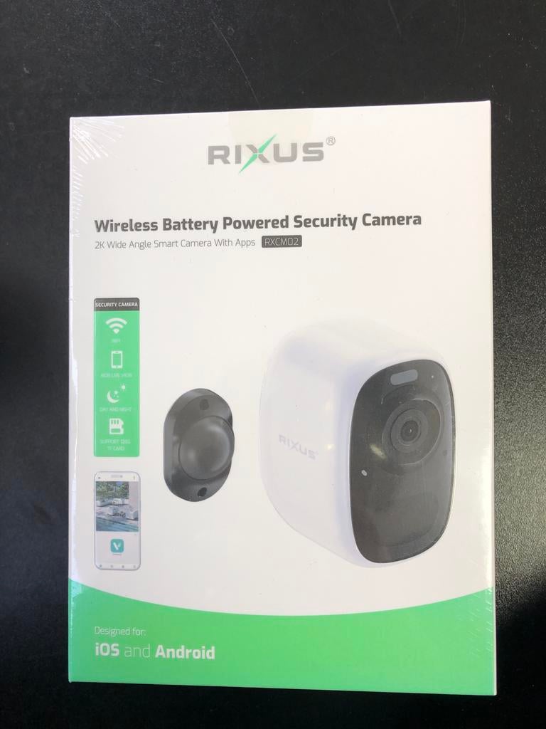 Rixus Draadloze Batterij Beveiligingscamera 2K Groothoek, Ophalen, G, Buitencamera, V