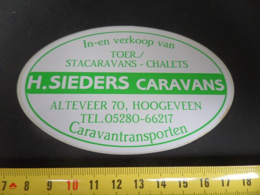 sticker Hoogeveen H. SIEDERS CARAVANS Alteveer 70, Ophalen, Zo goed als nieuw