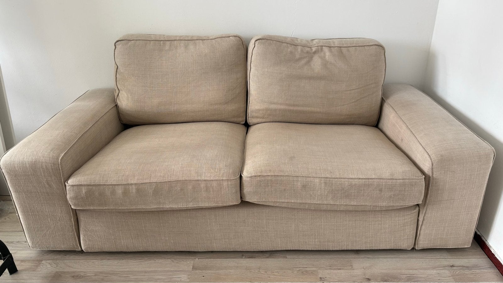 Comfortabele 2-zits bank - Beige, 196x95x83cm, Ophalen, Gebruikt, 150 tot 200 cm, Tweepersoons