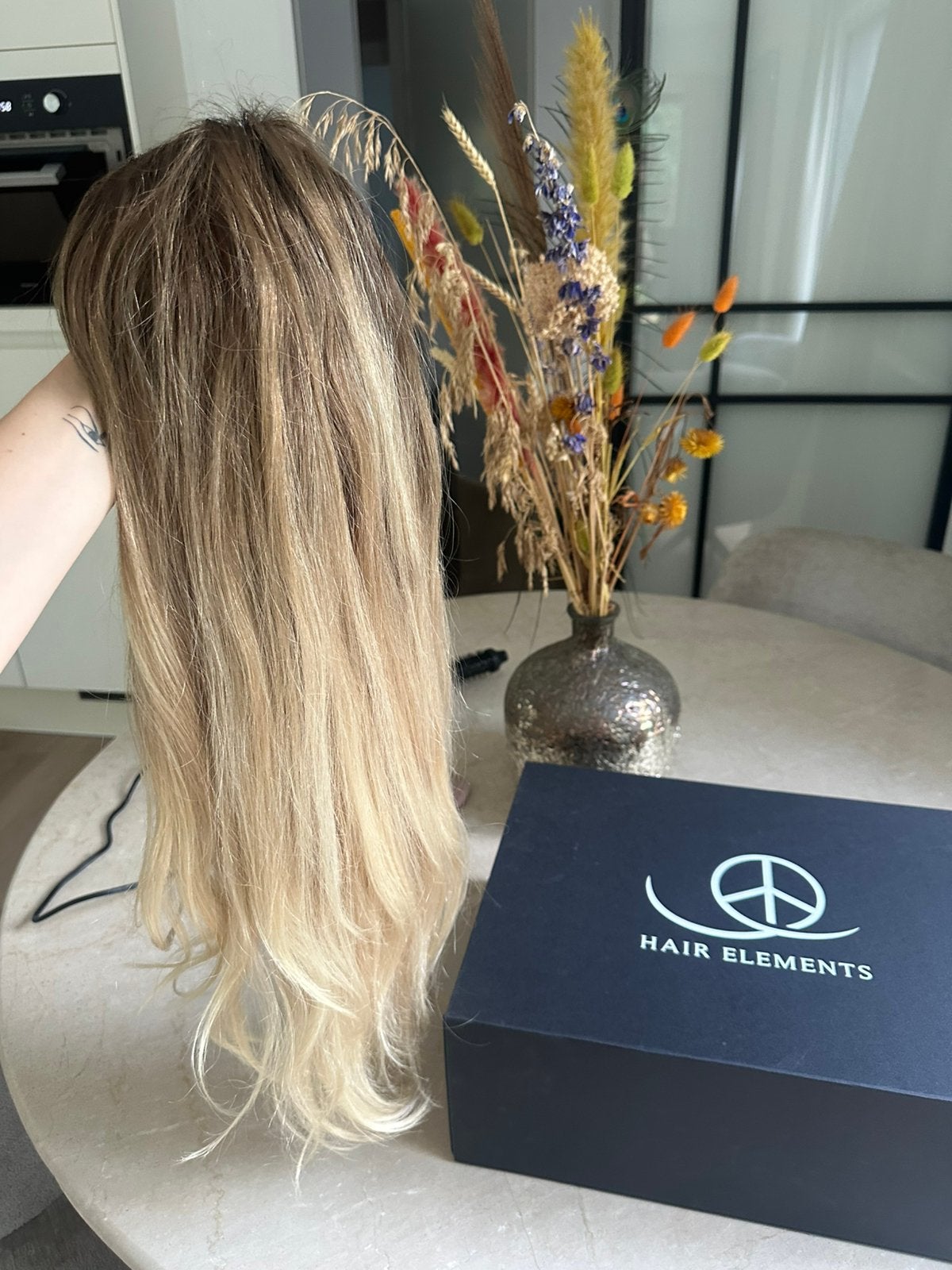 U part 150% 26 inch hair elements haarstuk blond balayage, Ophalen of Verzenden, Zo goed als nieuw, Pruik of Haarverlenging