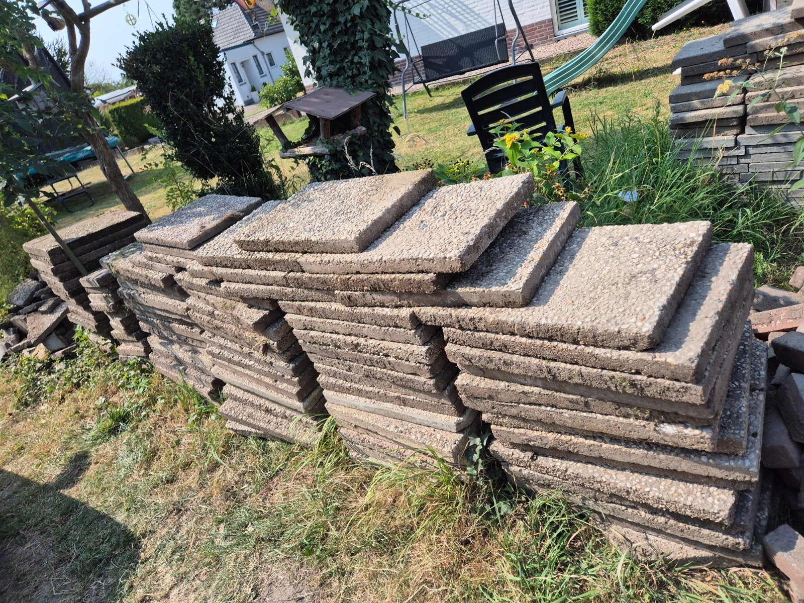 Partij grindtegels 40x60x4,5 cm, Ophalen, Gebruikt, Grind, Terrastegels