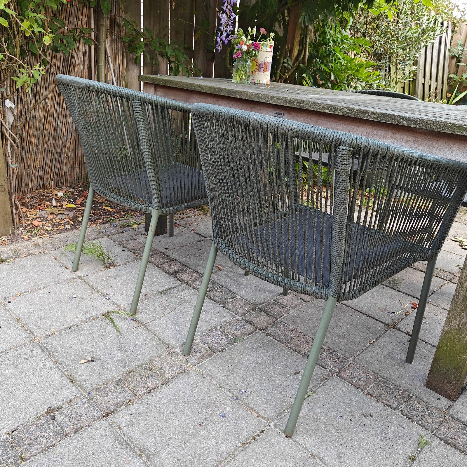 4 nette tuinstoelen, Tuin en Terras, Ophalen, 4 zitplaatsen