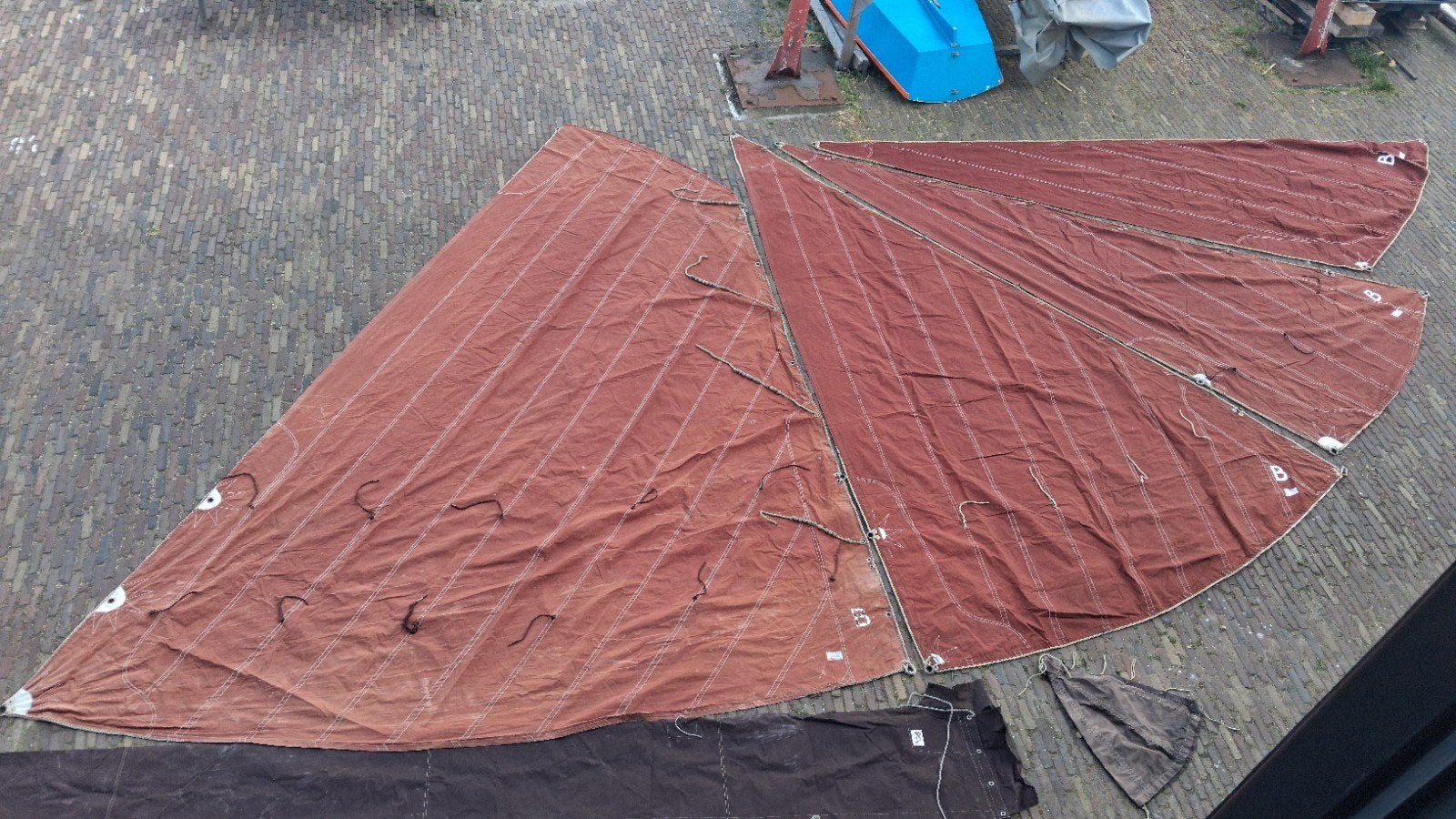 Complete zeilset voor zeeschouw. Katoen, Ophalen of Verzenden, 6 meter of meer, 15 tot 30 m²