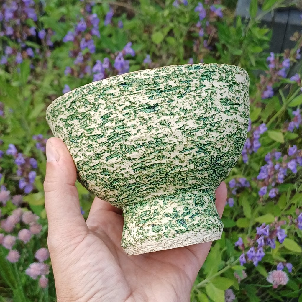 Vintage berkenbast bloempot op voet, Gebruikt, Binnen, Ophalen of Verzenden, Onbekend