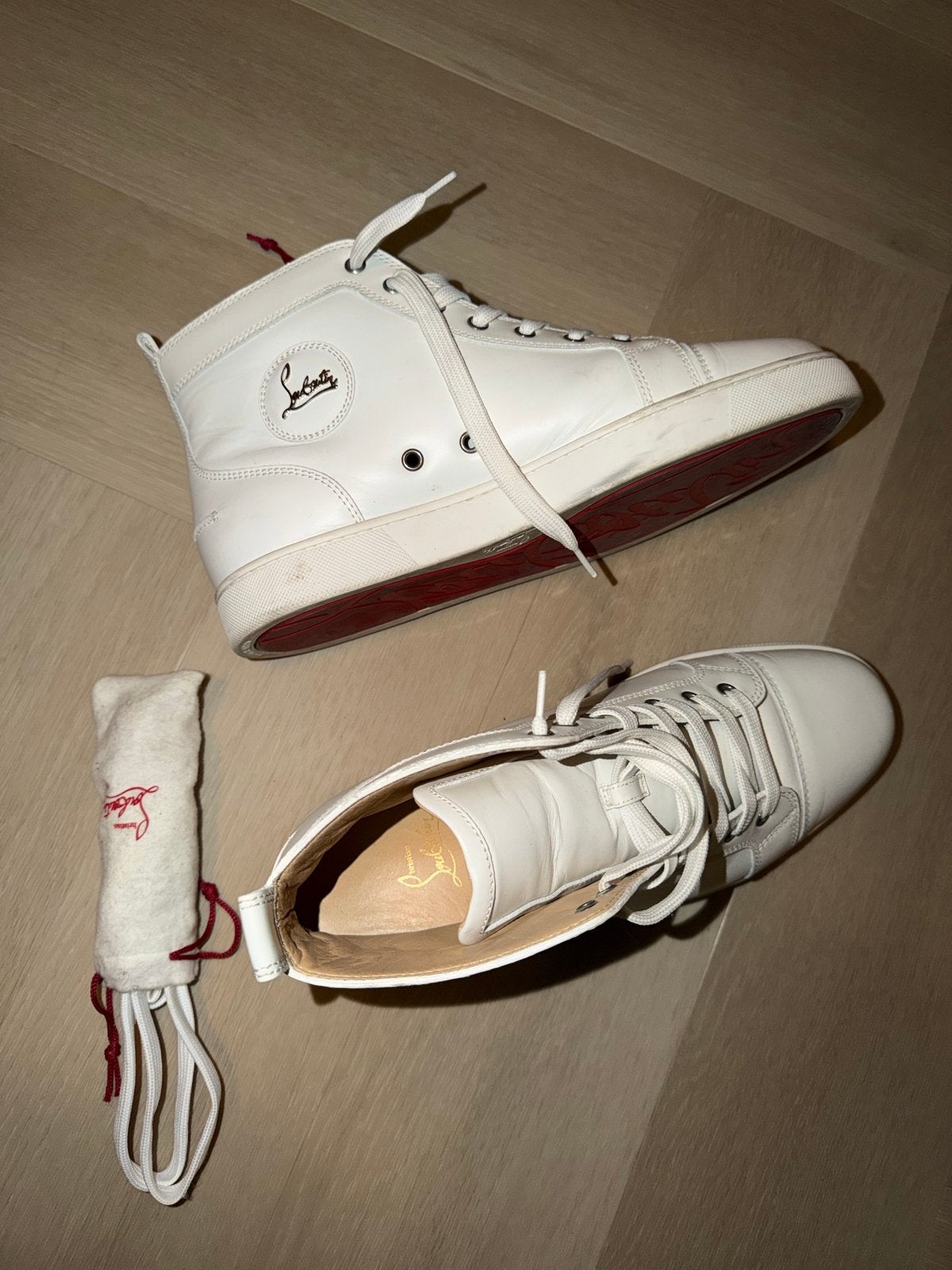 Christian Louboutin Louis Sneakers Maat 43.5, Ophalen of Verzenden, Gedragen, Wit, Sneakers of Gympen