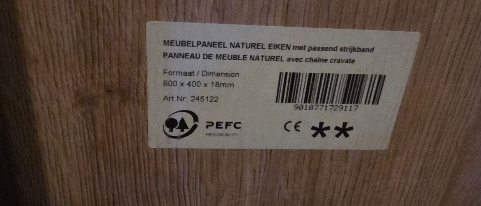 Meubelpaneel Naturel Eiken 1200x400x18mm en 800x400x18mm, Minder dan 25 mm, Eiken, Nieuw, Ophalen of Verzenden