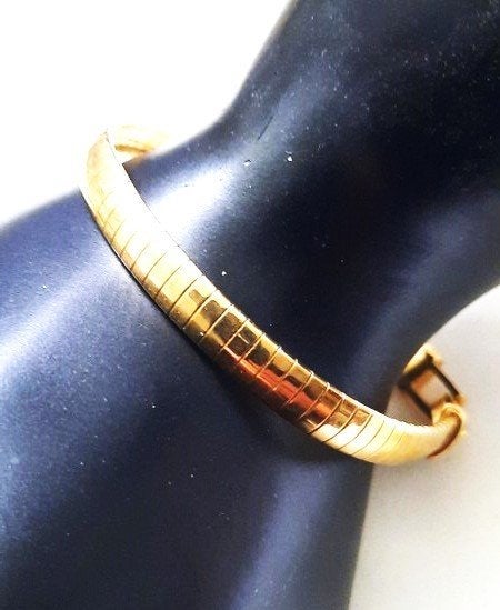 Elegante goudkleurige Omega schakelarmband, Ophalen, Zo goed als nieuw, Goud
