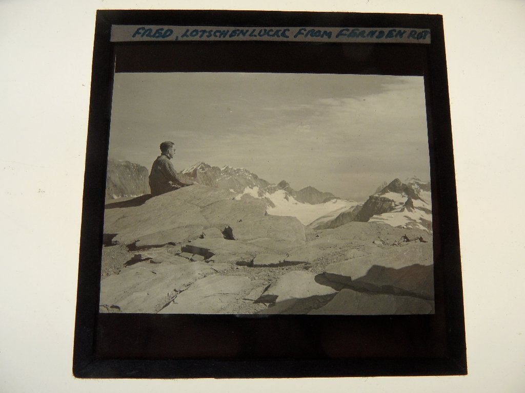 glasdia  lotschenlucke from ferndenrothorn  bergbeklimmen, Verzamelen, Foto, Zo goed als nieuw, Voor 1940, Buitenland
