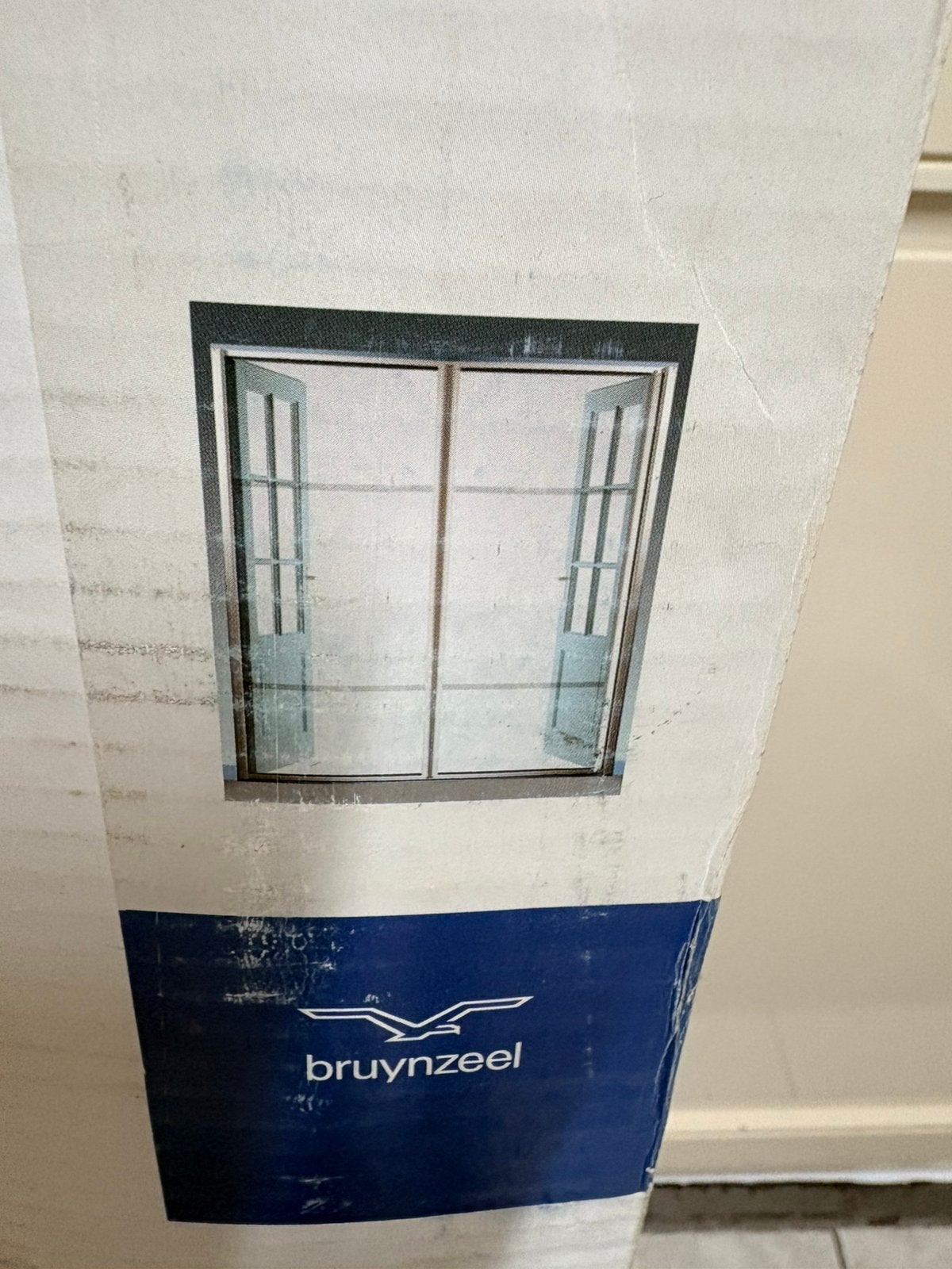 Dubbele rolhordeur, wit met donker gaas, Doe-het-zelf en Verbouw, Deuren en Horren, Ophalen, 120 cm of meer, Binnendeur, Nieuw