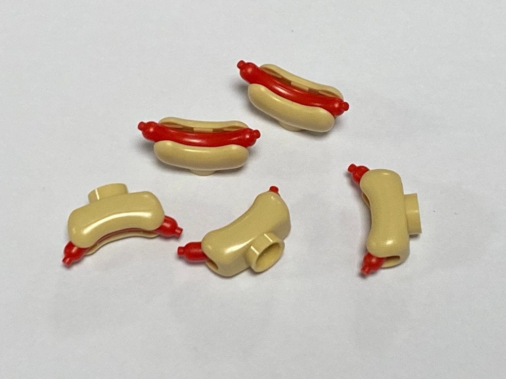 Partij 5x nieuwe lego hot dog broodje met worst, Overige thema's, Lego, Nieuw, Ophalen of Verzenden