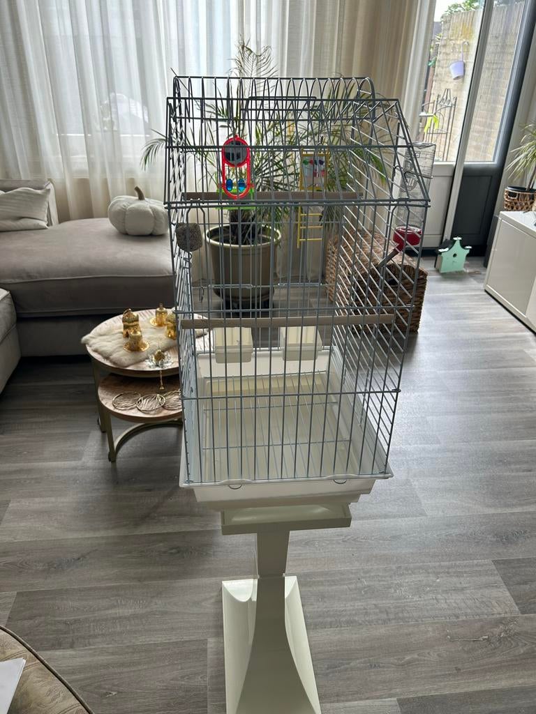 Witte vogelkooi, Ophalen of Verzenden, Zo goed als nieuw, Metaal, Vogelkooi