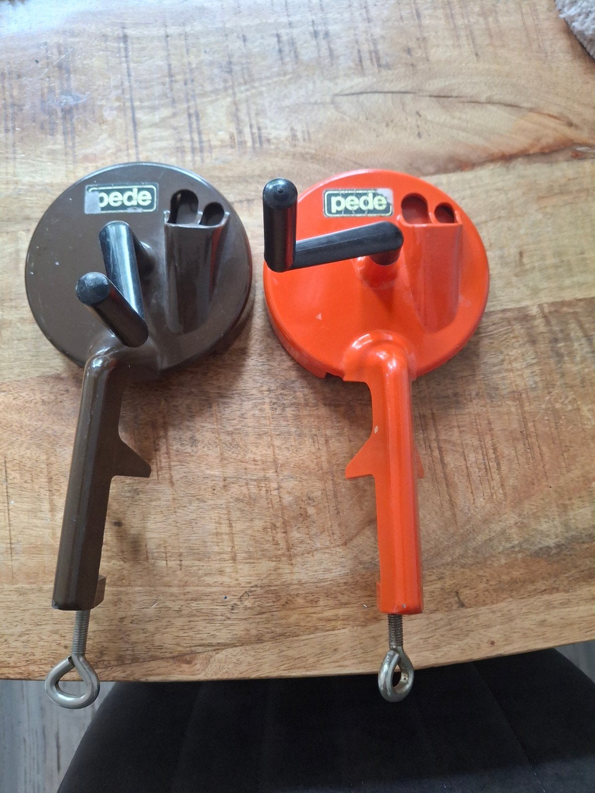 Vintage Pede Snijmachines - Bruin en Oranje, Gebruikt, Ophalen of Verzenden, Metaal, Snijmachine
