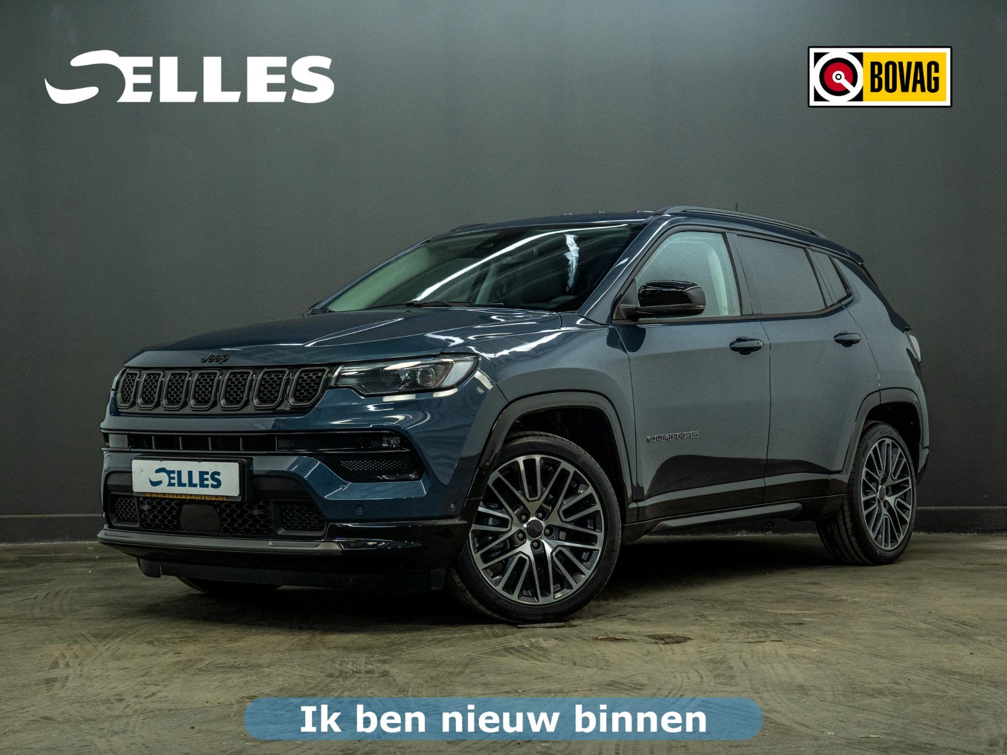 Jeep Compass 1.5T e-Hybrid Night Eagle | Geventileerde voors, Gebruikt, 4 cilinders, Blauw, Leder en Stof