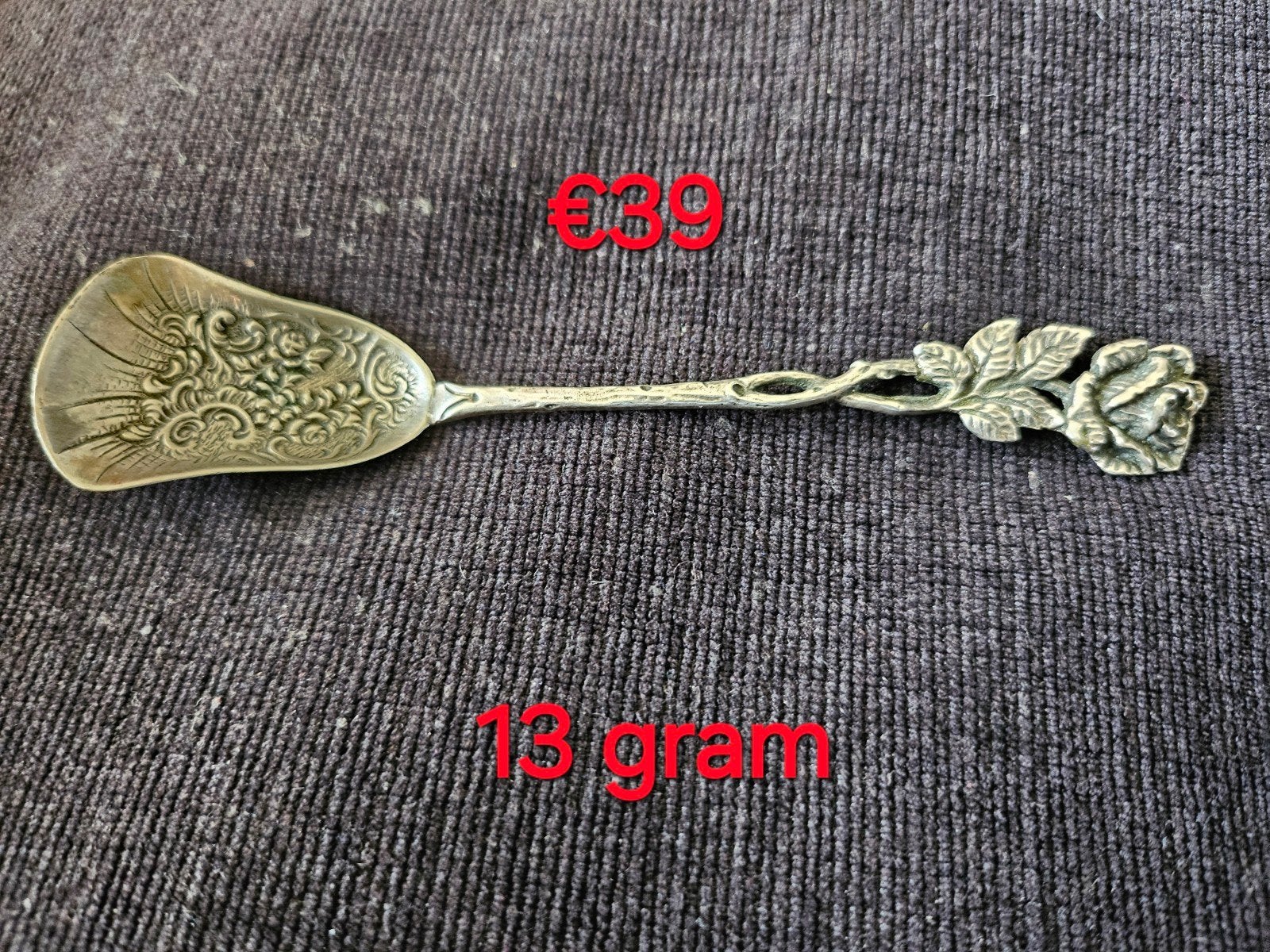 Antieke zilveren suikerlepel met bloemmotief, 835 zilver, Antiek en Kunst, Ophalen of Verzenden