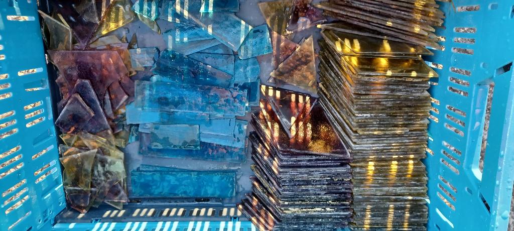 Oud glas uit glas en lood raam, Ophalen, Gebruikt, Minder dan 80 cm, Overige typen