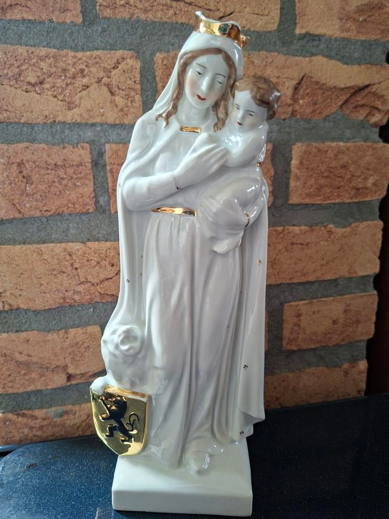 Maria met Kind beeldje - Porselein met gouden accenten, Ophalen of Verzenden