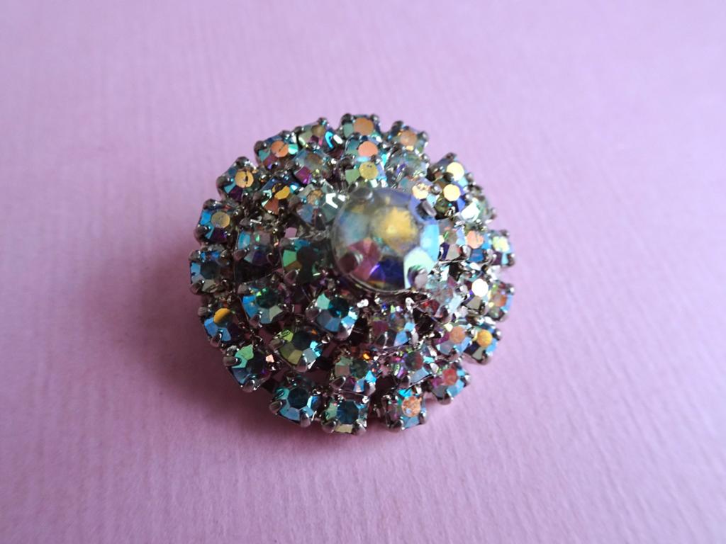 jwg Vintage 50s 60s aurora borealis strass broche zilver klr, Sieraden, Tassen en Uiterlijk, Verzenden, Overige materialen, Broche