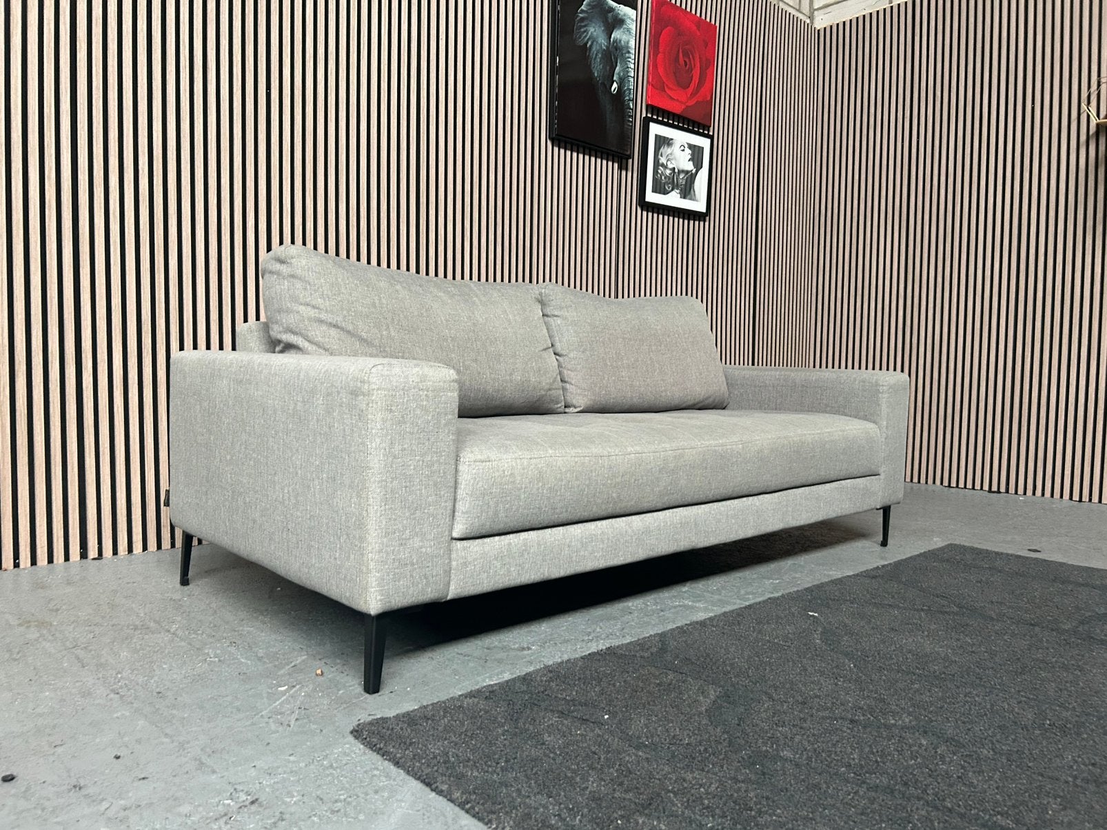 GRATIS LEVERING GRIJZE GOOSSENS COCO 2,5ZIT 205X95 GEREINIGD, Driepersoons, Ophalen of Verzenden, Zo goed als nieuw, Rechte bank