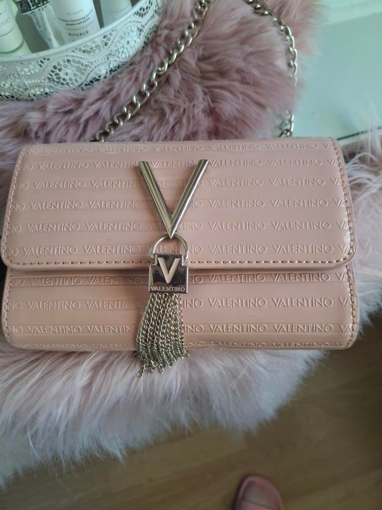 Valentino tasje roze/zwart met gouden ketting crossbody, Ophalen, Zo goed als nieuw, Roze, Avondtasje