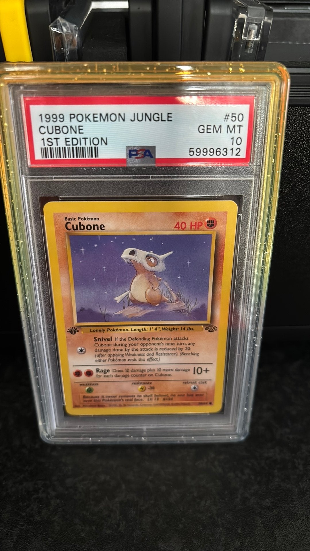 Cubone [1st Edition] #50 Pokemon Jungle PSA 10, Ophalen of Verzenden, Zo goed als nieuw