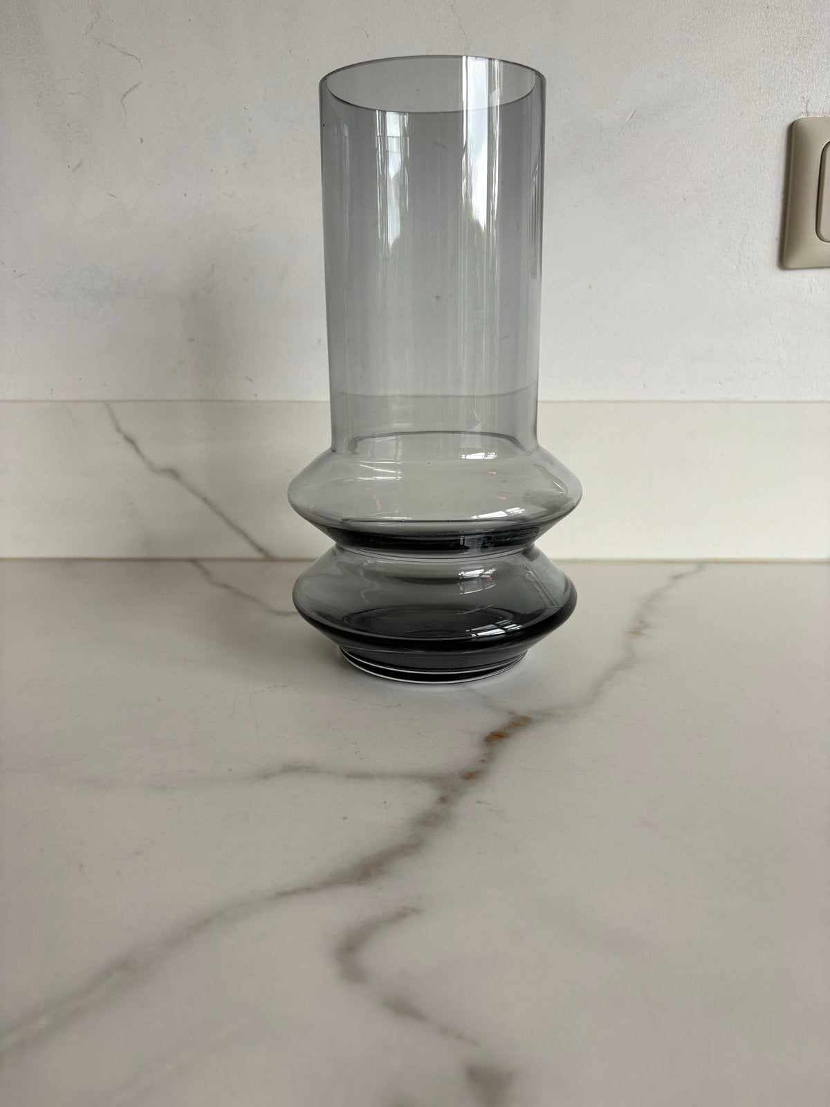HKliving glazen vaas 25 cm - Grijs, Overige kleuren, Ophalen of Verzenden, Minder dan 50 cm, Glas