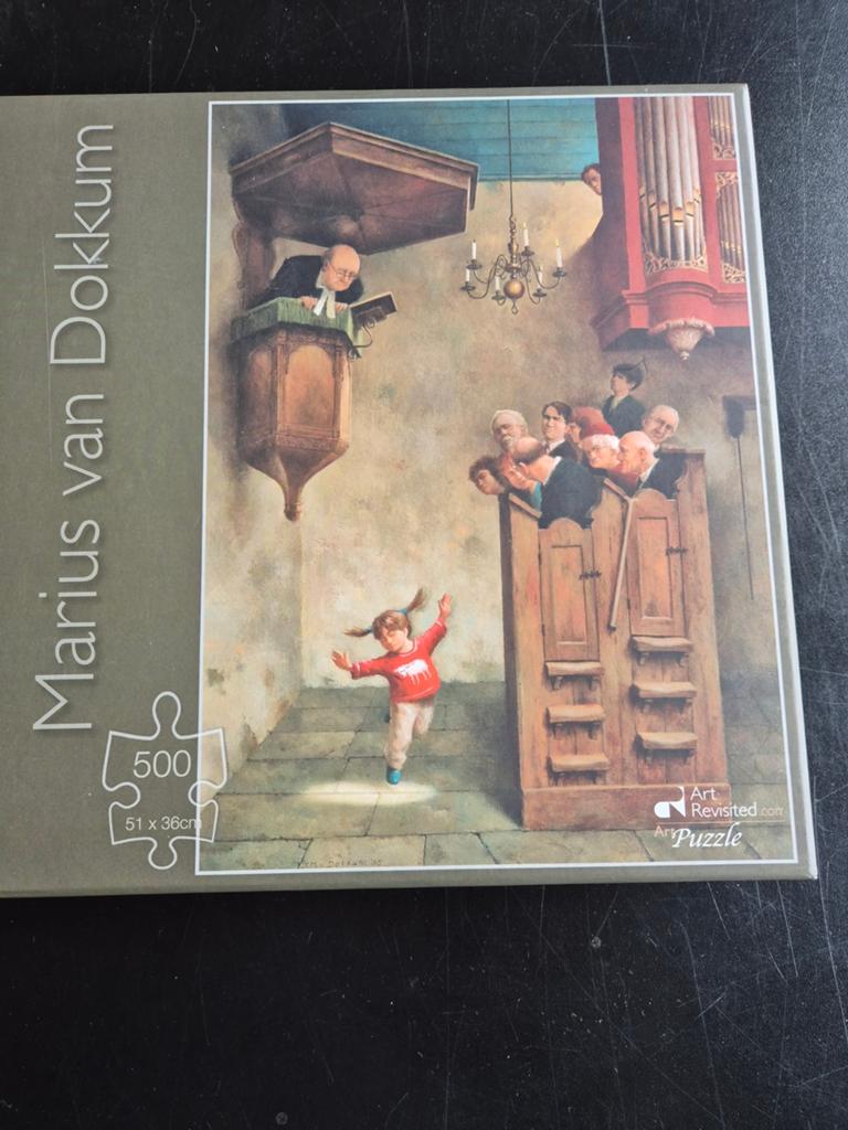 Dansje in de kerk puzzel, Hobby en Vrije tijd, Denksport en Puzzels, Ophalen, 500 t/m 1500 stukjes, Zo goed als nieuw