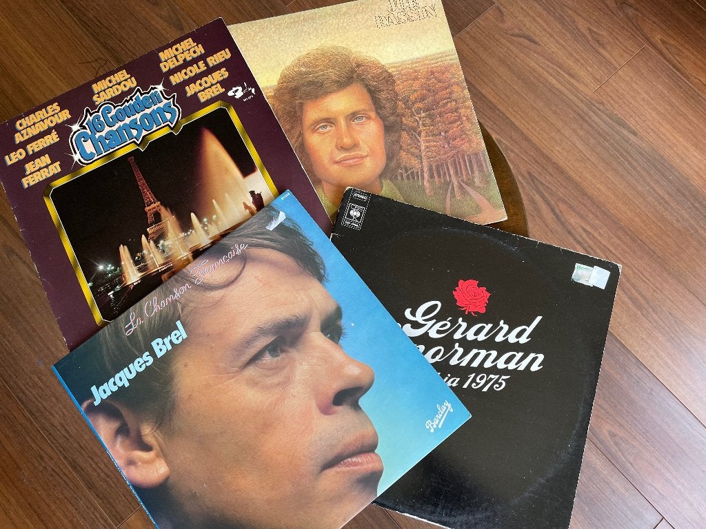 4 Franse LP’s - Jacques Brel, Joe Dassin, Gerard Norman, Ophalen, LP, Gebruikt, Pop
