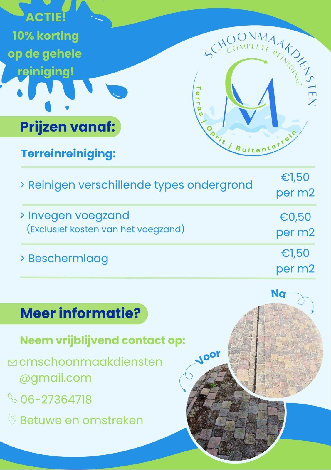 terras oprit en buitenterrein reinigen, Ophalen of Verzenden, Beton