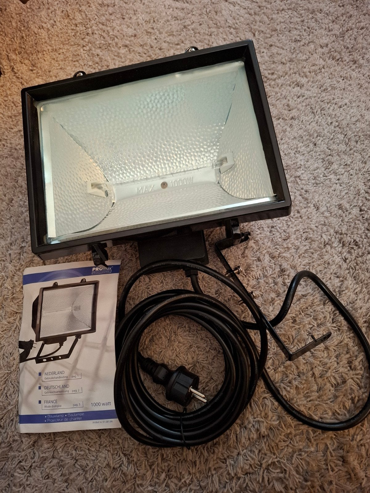 Bouwlamp 1000 Watt - Promax Professional, Ophalen, 500 watt of meer, Lamp met armatuur