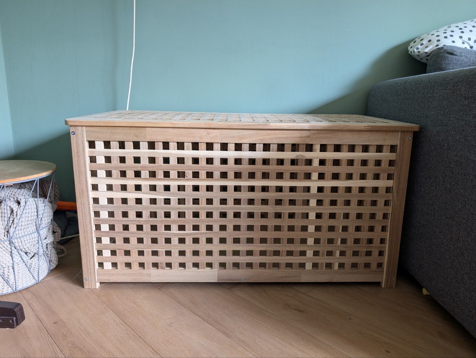 Ikea Hol bijzettafel / wasmand / opbergtafel, Ophalen, Zo goed als nieuw, 50 tot 100 cm, Minder dan 50 cm