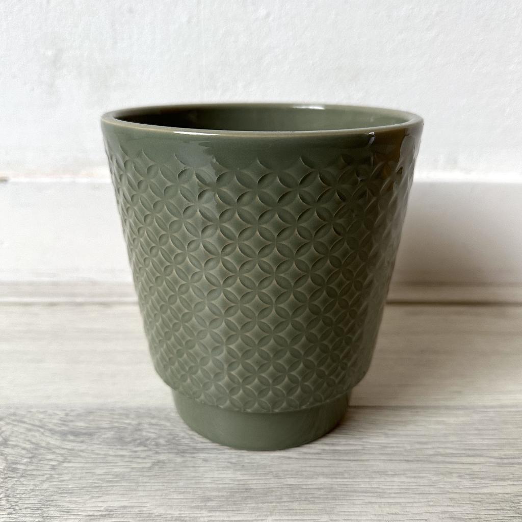 Bloempot groen, Tuin en Terras, Rond, Binnen, Ophalen of Verzenden, Aardewerk