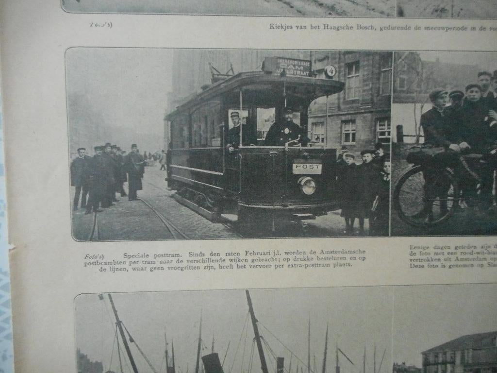 Amsterdam. Posttram. 1906., Verzamelen, Spoorwegen en Tramwegen, Ophalen of Verzenden, Gebruikt, Tram, Kaart of Prent