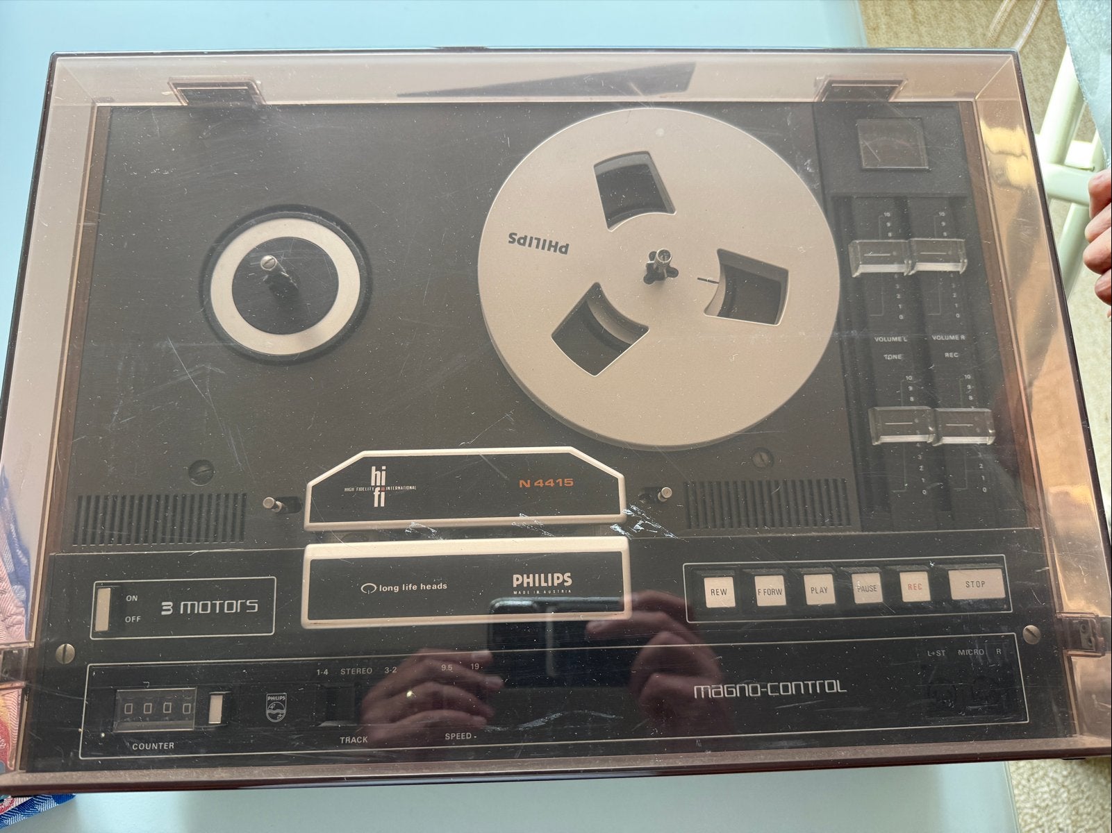 Philips N4415 Bandrecorder met stofkap, Ophalen, Bandrecorder, Met stofkap