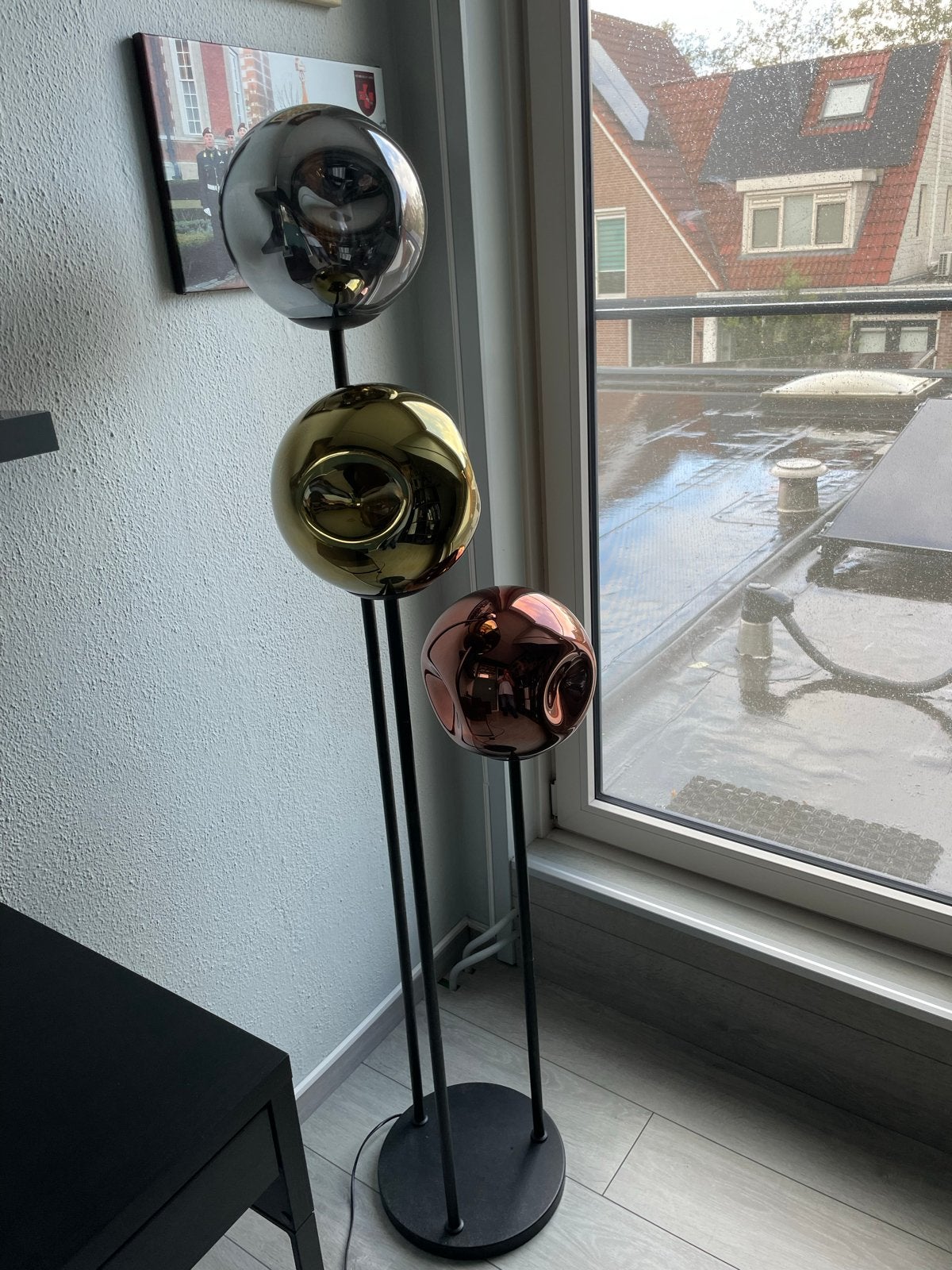 Staande lamp met 3 gekleurde bollen, Ophalen, Gebruikt, E27 (groot), Metaal