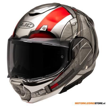 HJC F100 Ant-Man Systeemhelm, Grijs-Rood, Motoren, Ophalen of Verzenden, Nieuw met kaartje