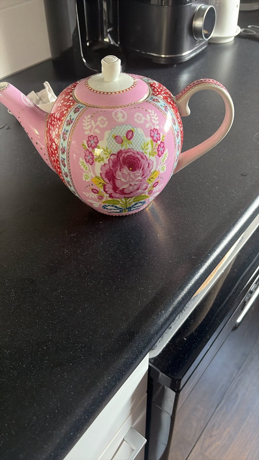 Mooie Pip Studio theepot - Roze met bloemmotief, Huis en Inrichting, Theepot/fluitketel, Ophalen of Verzenden, Zo goed als nieuw